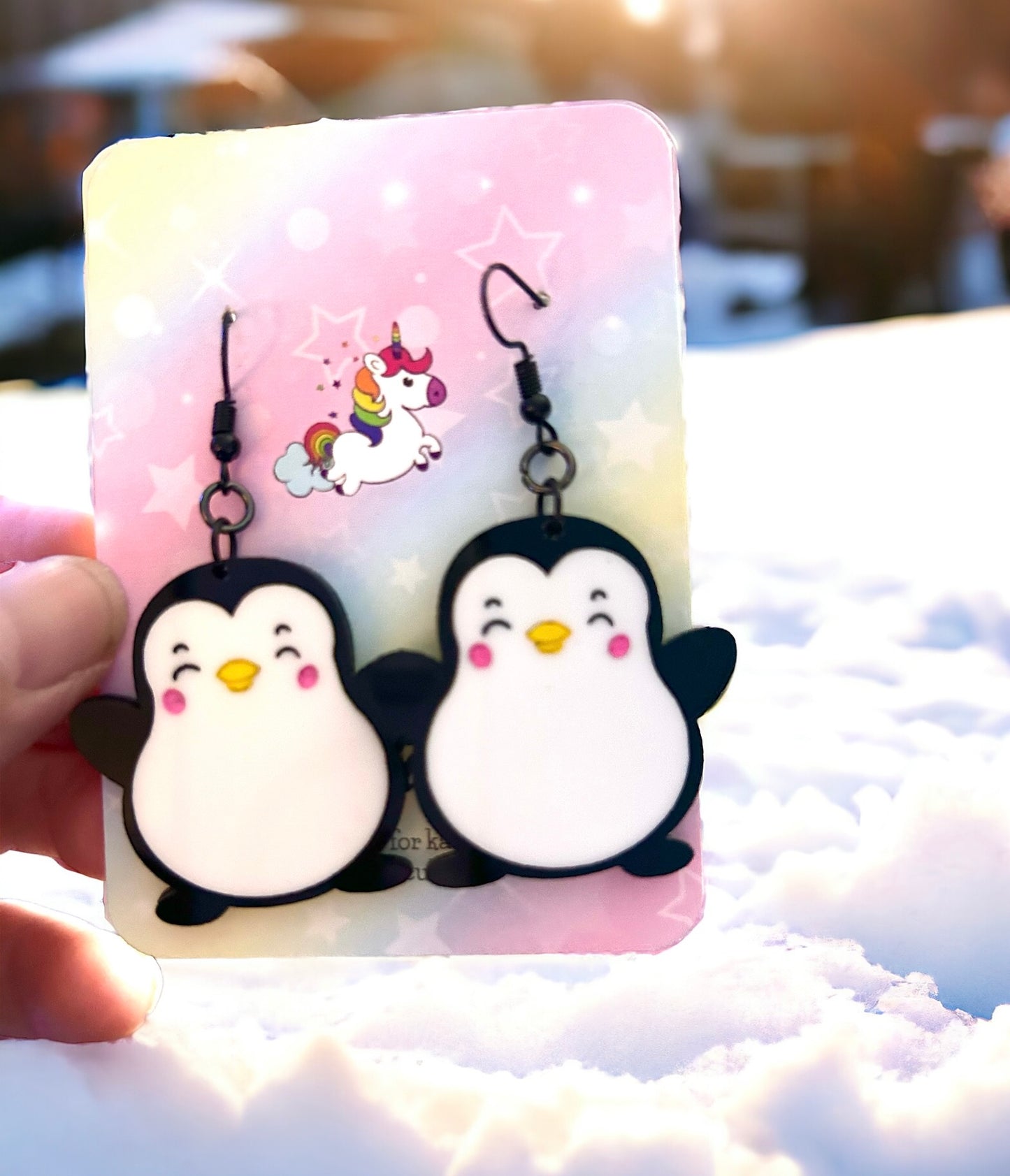 Acrylic Handmade Penguin Dangle Earrings