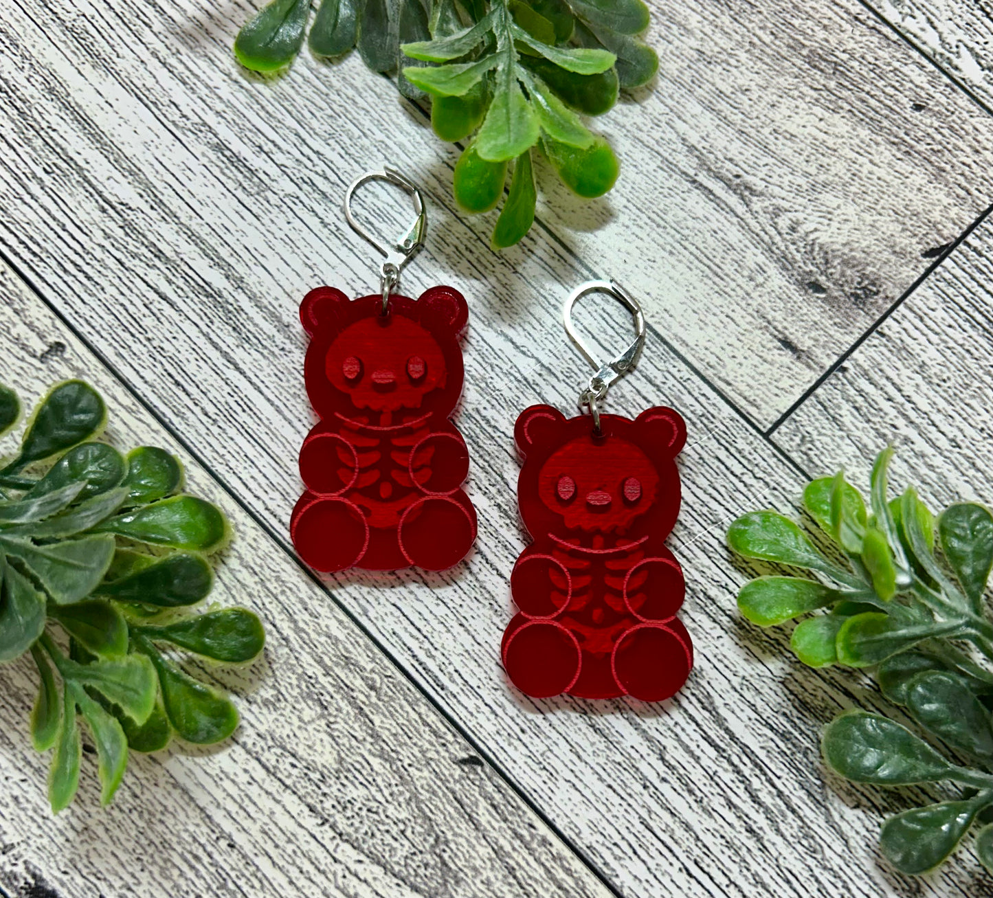 Transparent Gummy Bear Skeleton Earrings - Acrylic Dangle Earrings - Quirky Jewelry