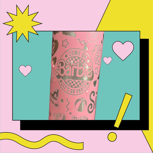 Laser Engraved Personalized Barbie Skinny Tumbler