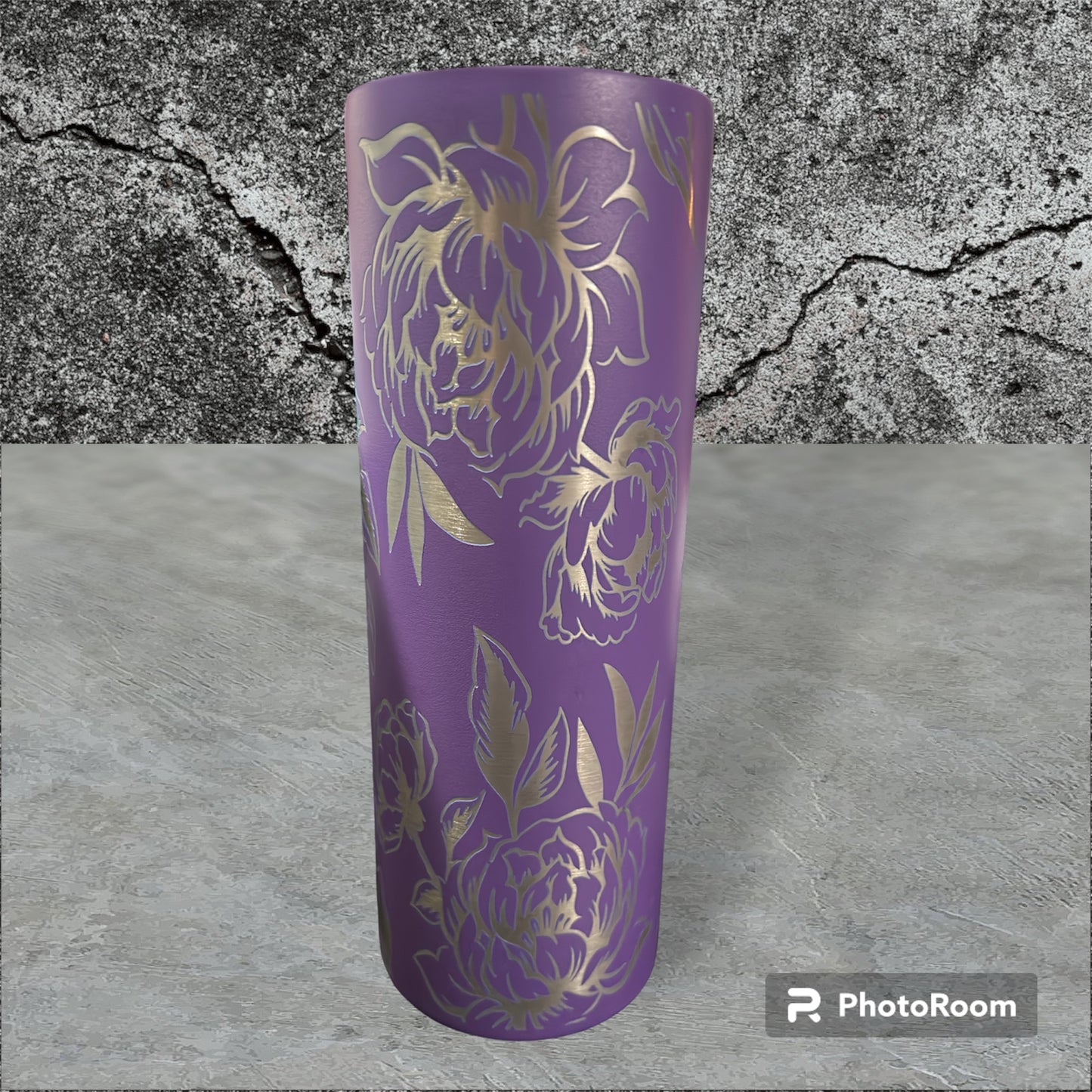 Custom fully engraved and personalized 20 ounce skinny tumbler