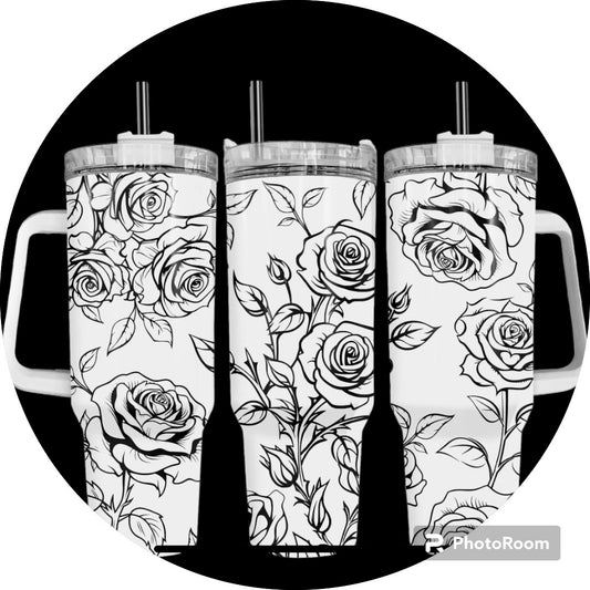 Laser Engraved Rose Tumbler